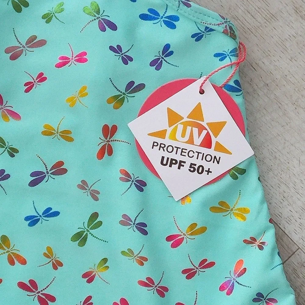 NWT Dolphin Love Foil Print Dragonfly UPF 50+ Protection One Piece Swimsuit